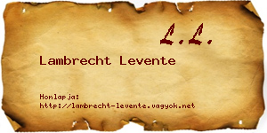 Lambrecht Levente névjegykártya